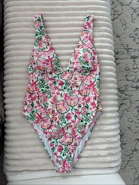 CeCe Floral Mio x One-Piece Swimsuit - Pink & Green